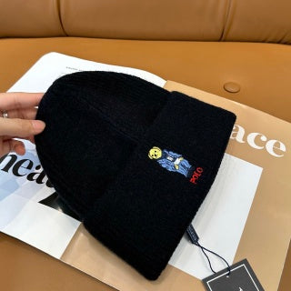 Ralph Lauren Hat Black Polo Bear Folded Cuff Beanie